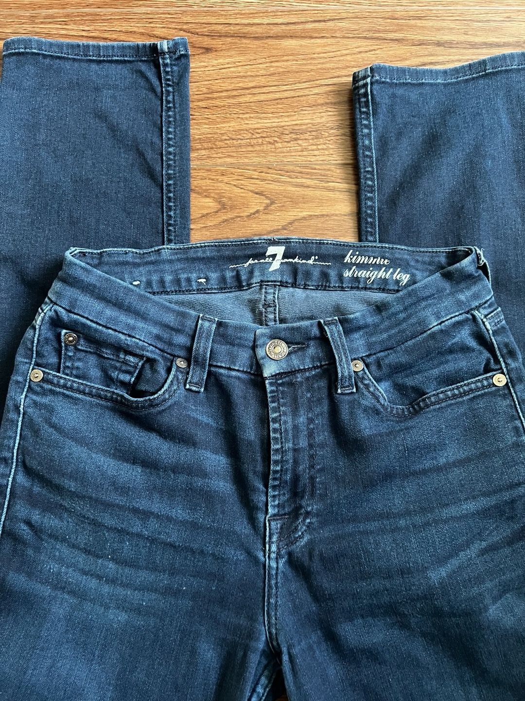 7 For All Mankind Kimmie Straight Leg Jeans Size 28 Dark Wash Denim 3