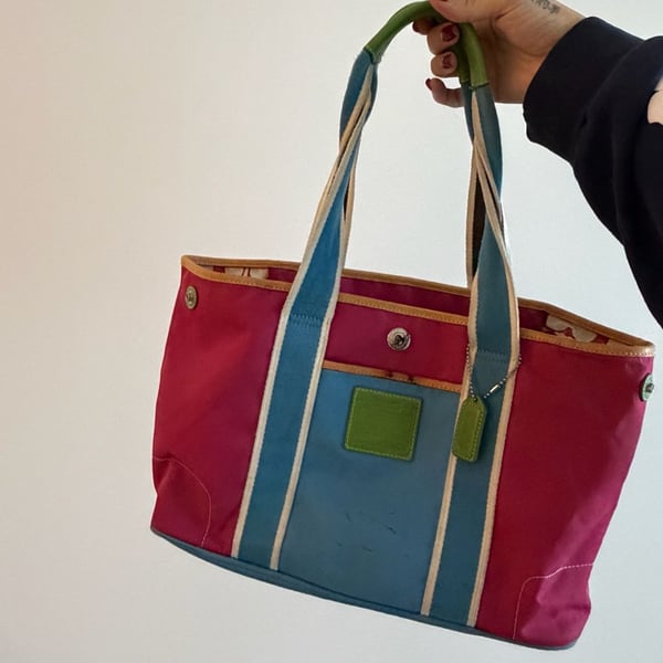 Coach Multi-Color Nylon Tote Handbag