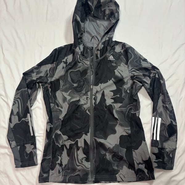 Adidas Response Energy Running Jacket Size S Gray Marble Hooded