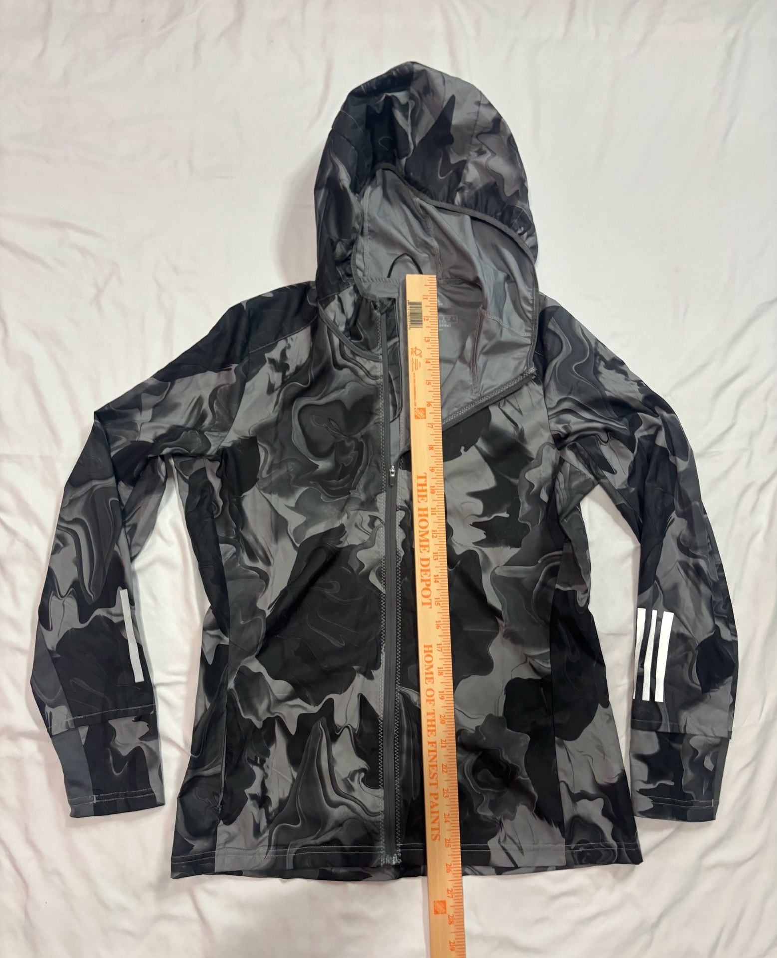 Adidas Response Energy Running Jacket Size S Gray Marble Hooded 7