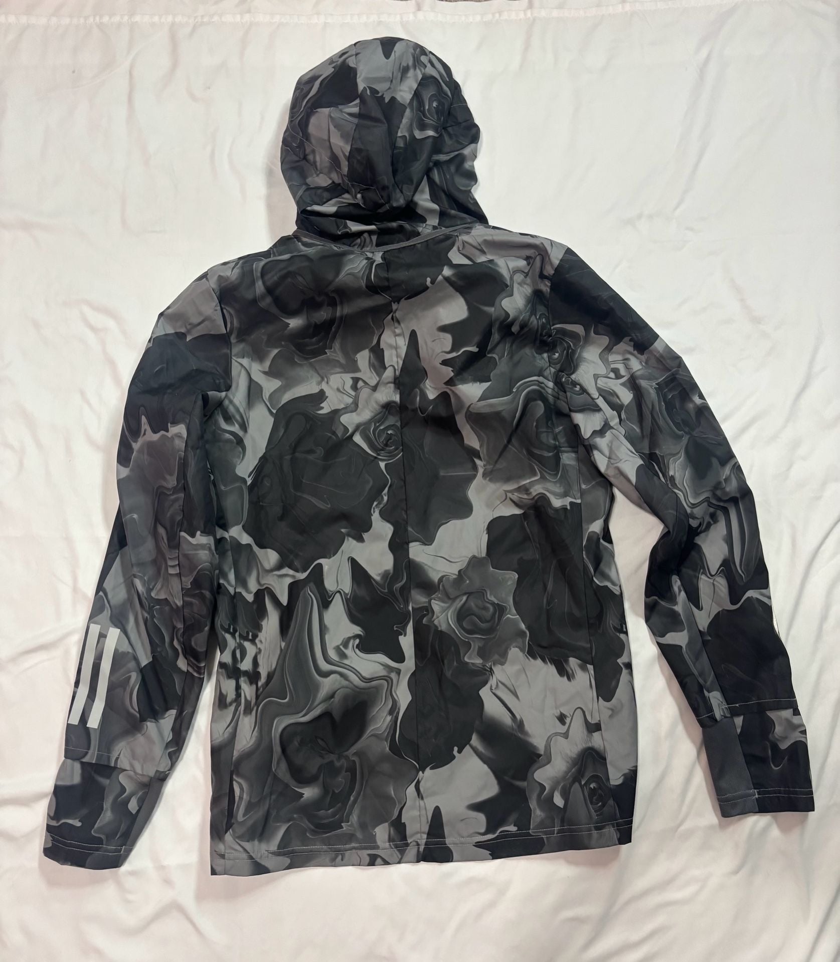 Adidas Response Energy Running Jacket Size S Gray Marble Hooded 8
