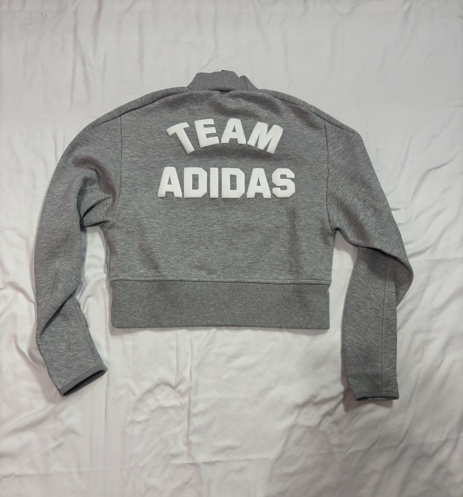 Adidas VRCT Crew Sweatshirt Size XS Gray Cropped Mock Neck 2