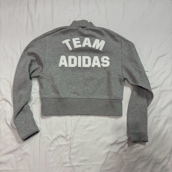 Adidas VRCT Crew Sweatshirt Size XS Gray Cropped Mock Neck