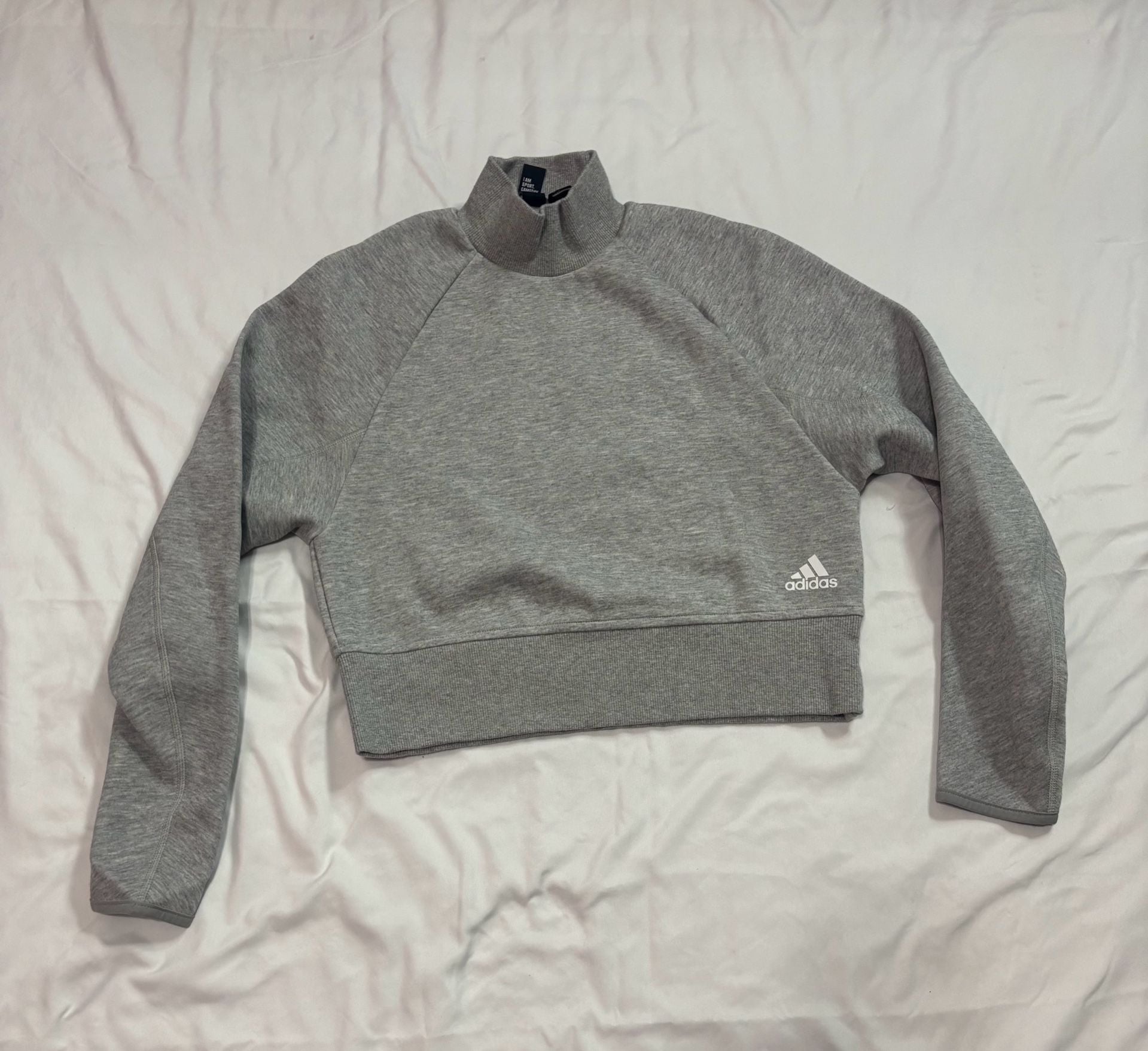 Adidas VRCT Crew Sweatshirt Size XS Gray Cropped Mock Neck 5
