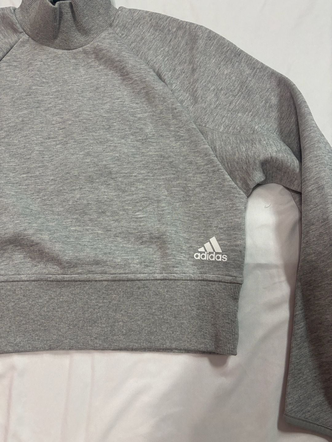 Adidas VRCT Crew Sweatshirt Size XS Gray Cropped Mock Neck 6