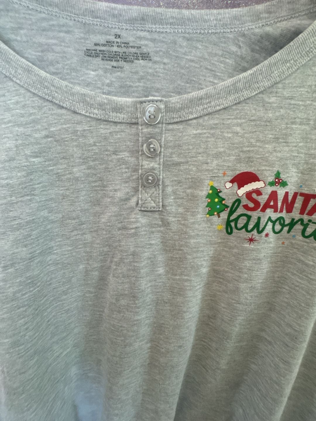 Secret Treasures Pajama Set Size 2X Santa's Favorite Gray Plaid Holiday 4