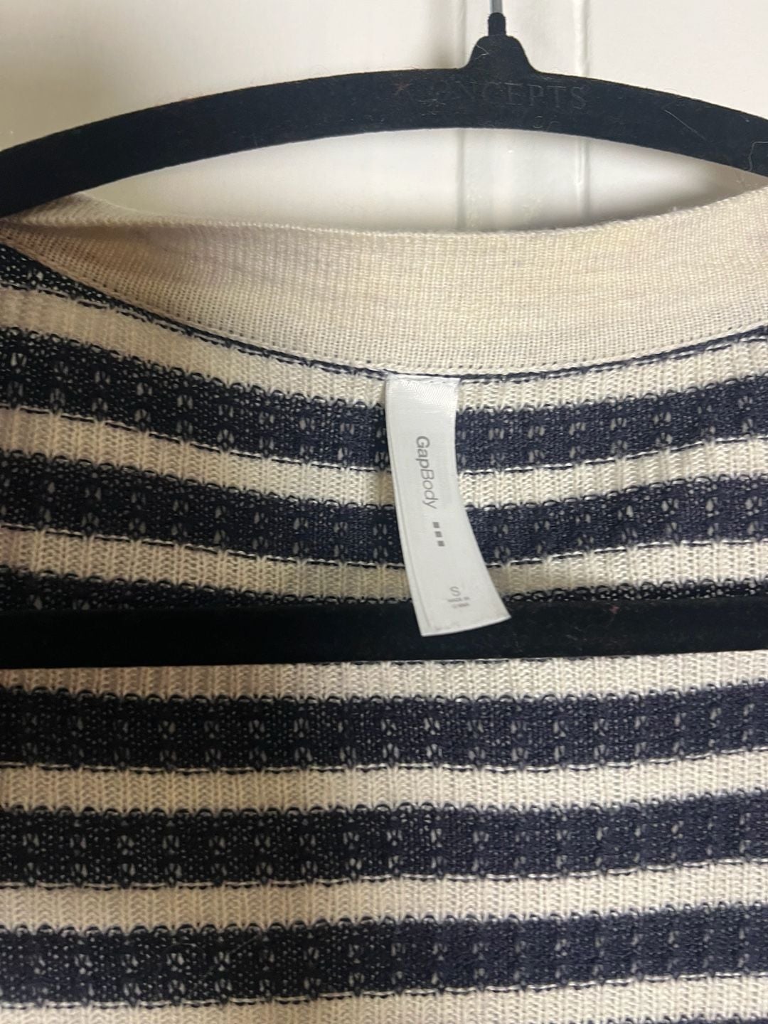 GapBody Open Front Cardigan Size S Striped Navy Cream Sweater 3
