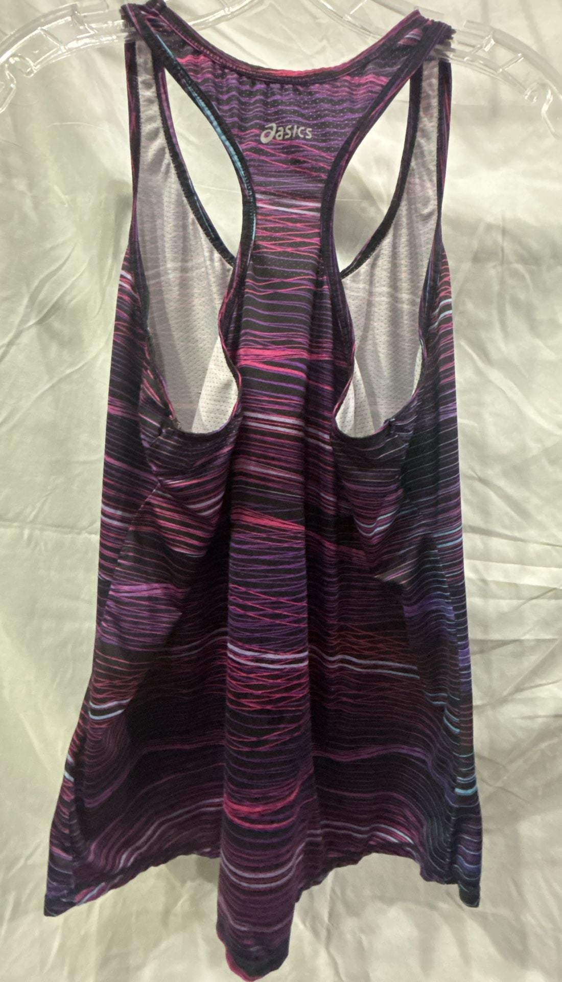 Asics Tank Top Purple Pink Striped Athletic Racerback Size L 4