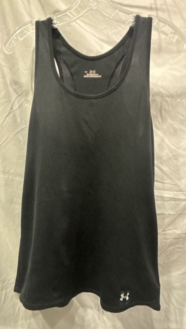 Under Armour HeatGear Tank Top Size L Black Workout Athletic 2