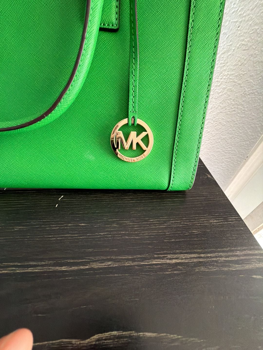 Michael Kors Dillon Medium Top Zip Leather Satchel Palm Green 7