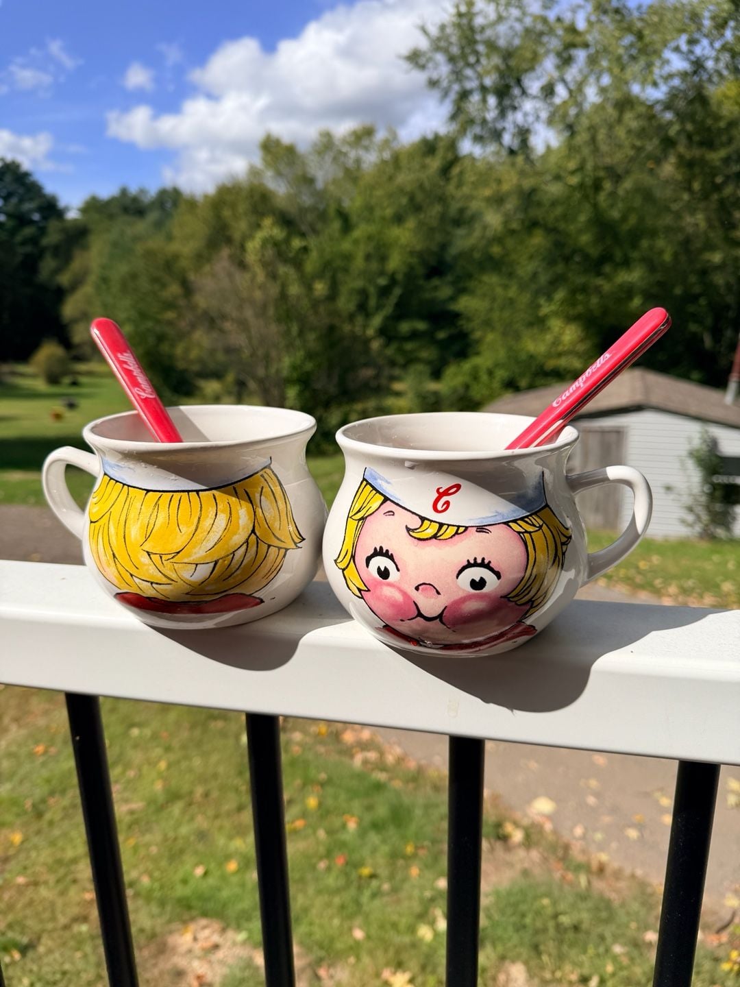 Campbell's Soup Kids Ceramic Mug Set of 2 with Spoons 1998 1