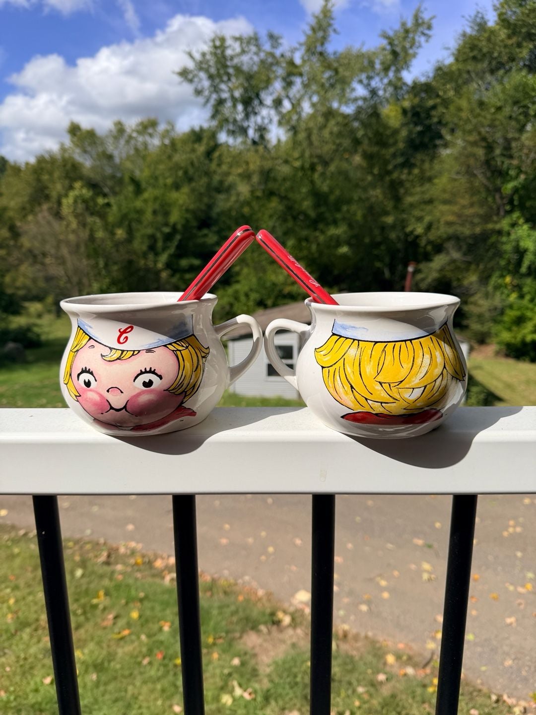 Campbell's Soup Kids Ceramic Mug Set of 2 with Spoons 1998 2