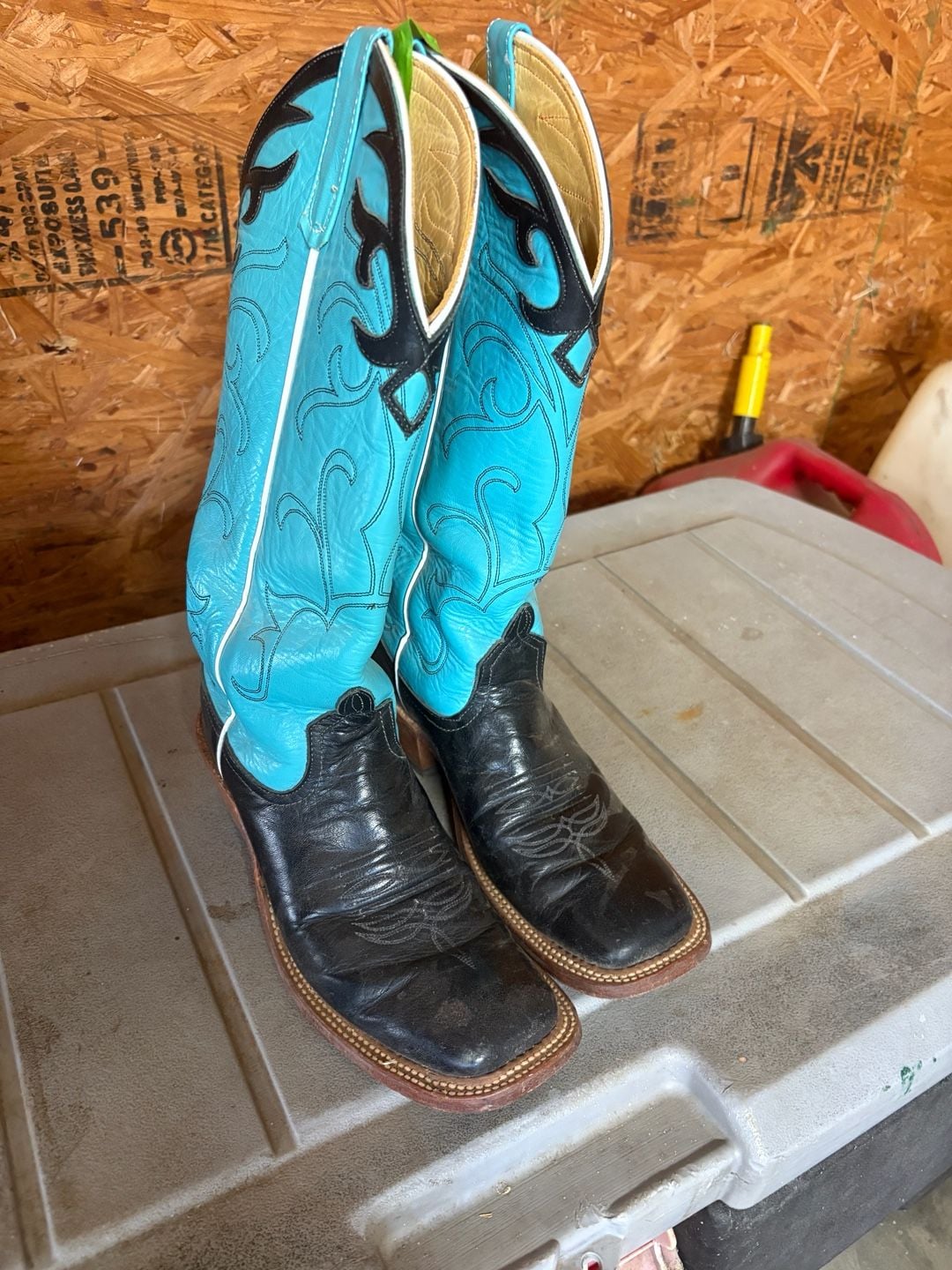 Anderson Bean Women's Cowboy boot teal and black 2