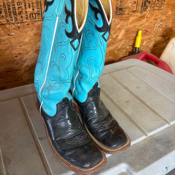 Anderson Bean Women's Cowboy boot teal and black