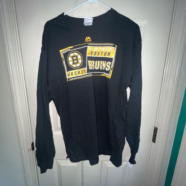 Majestic Boston Bruins Long Sleeve T-Shirt Size L Black NHL Hockey
