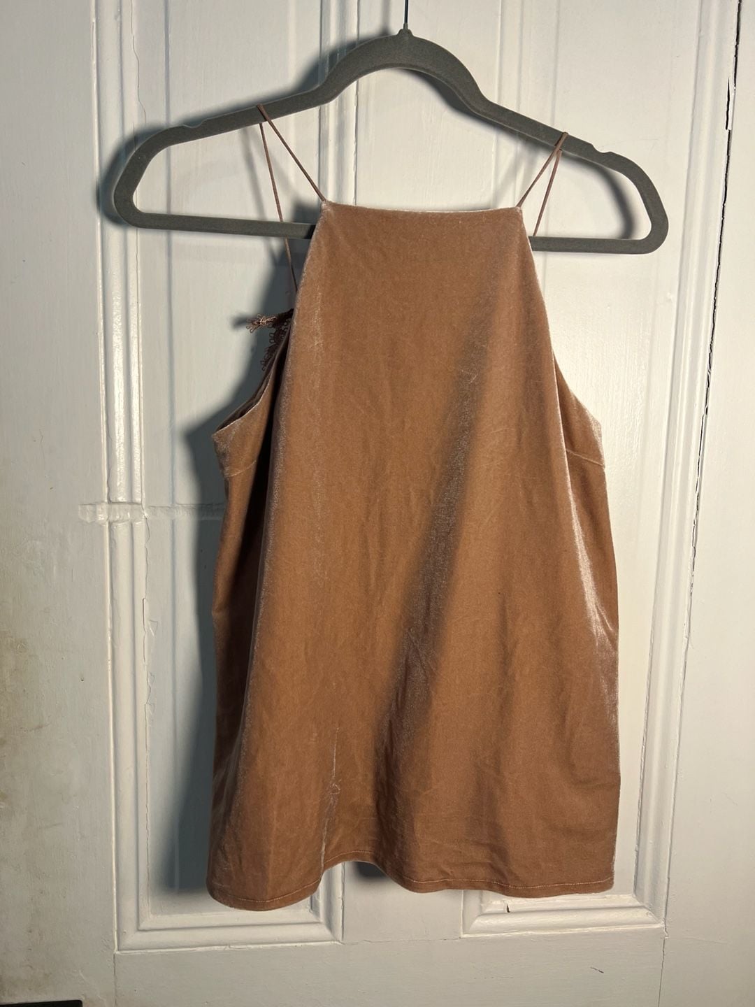 DO+BE Velvet Tank Top Size S Pink Lace-Up Back 2
