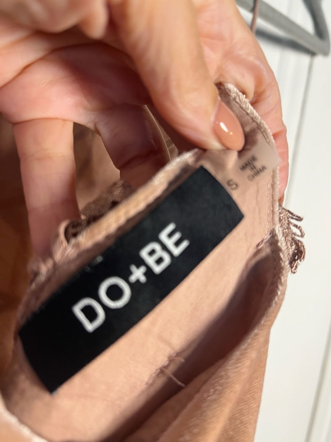 DO+BE Velvet Tank Top Size S Pink Lace-Up Back 4