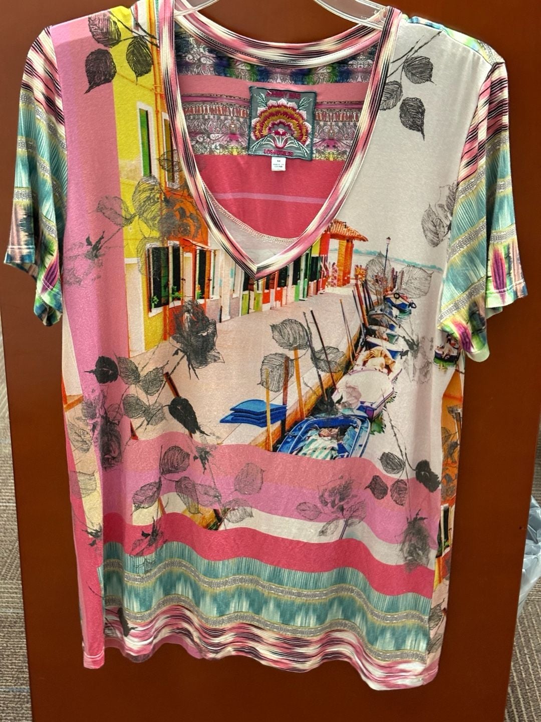 Johnny Was Janie Favorite Short Sleeve V-Neck Swing Tee Size M 7