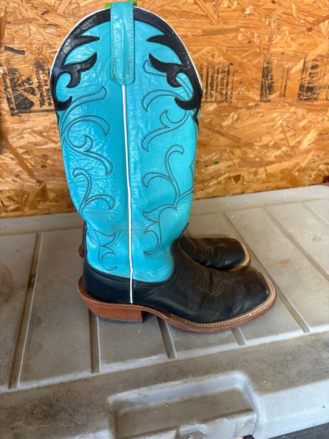 Anderson Bean Women's Cowboy boot teal and black 3
