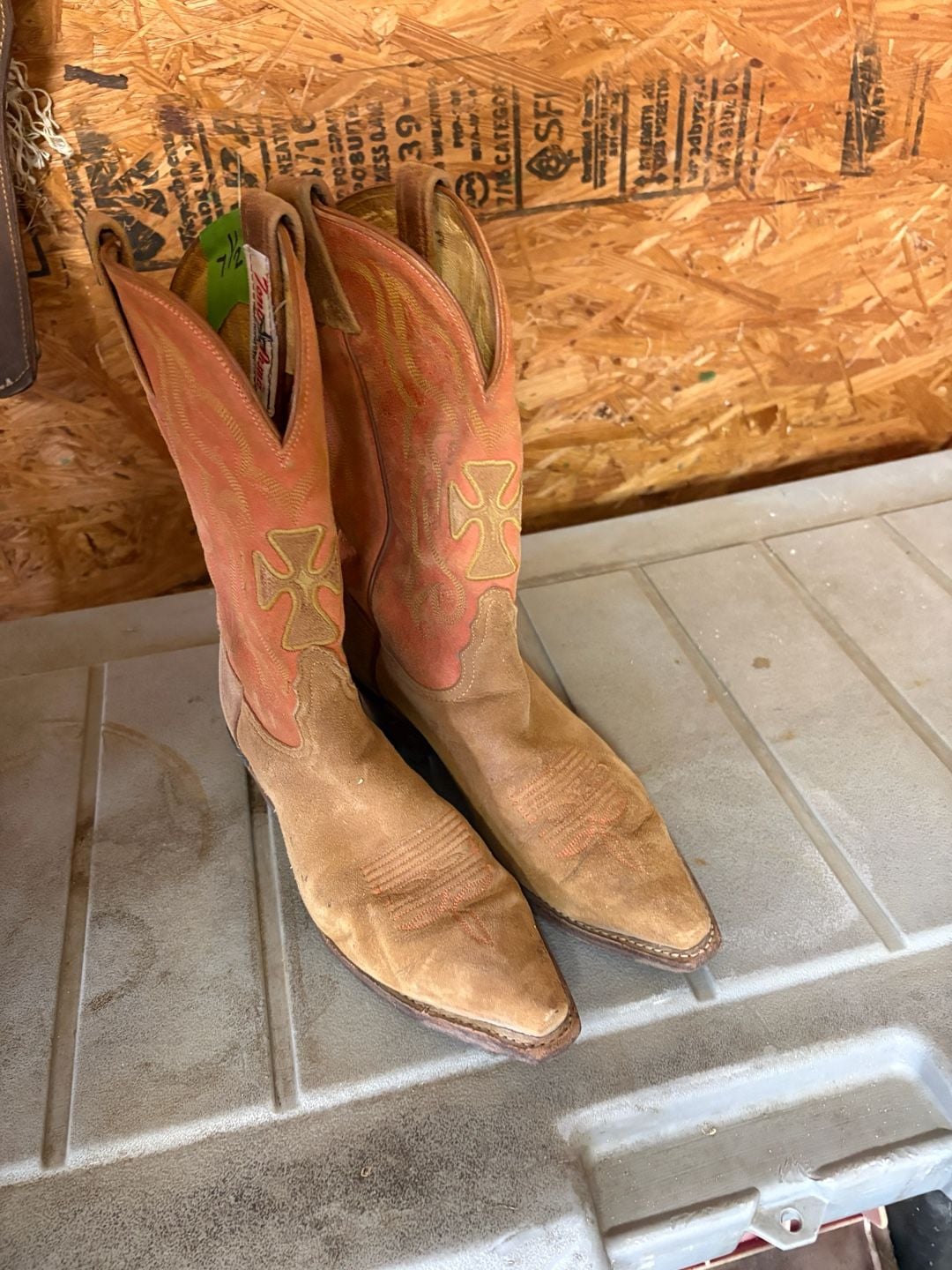 Tony Lama Cowboy Boots Size 7.5 Suede Western 2