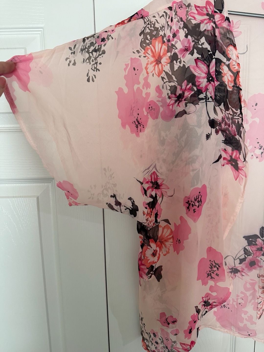 Unbranded Floral Kimono Cardigan Size XXL Pink Chiffon Beach Cover Up 3