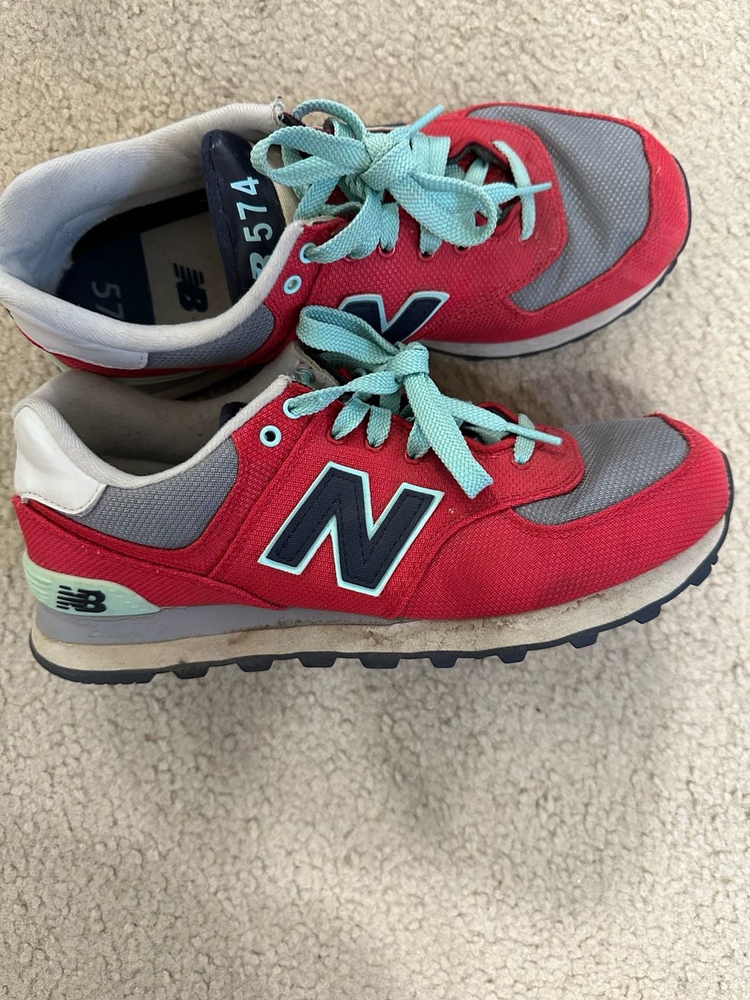 New Balance 574 Size 9 Red Light Blue Sneakers 2