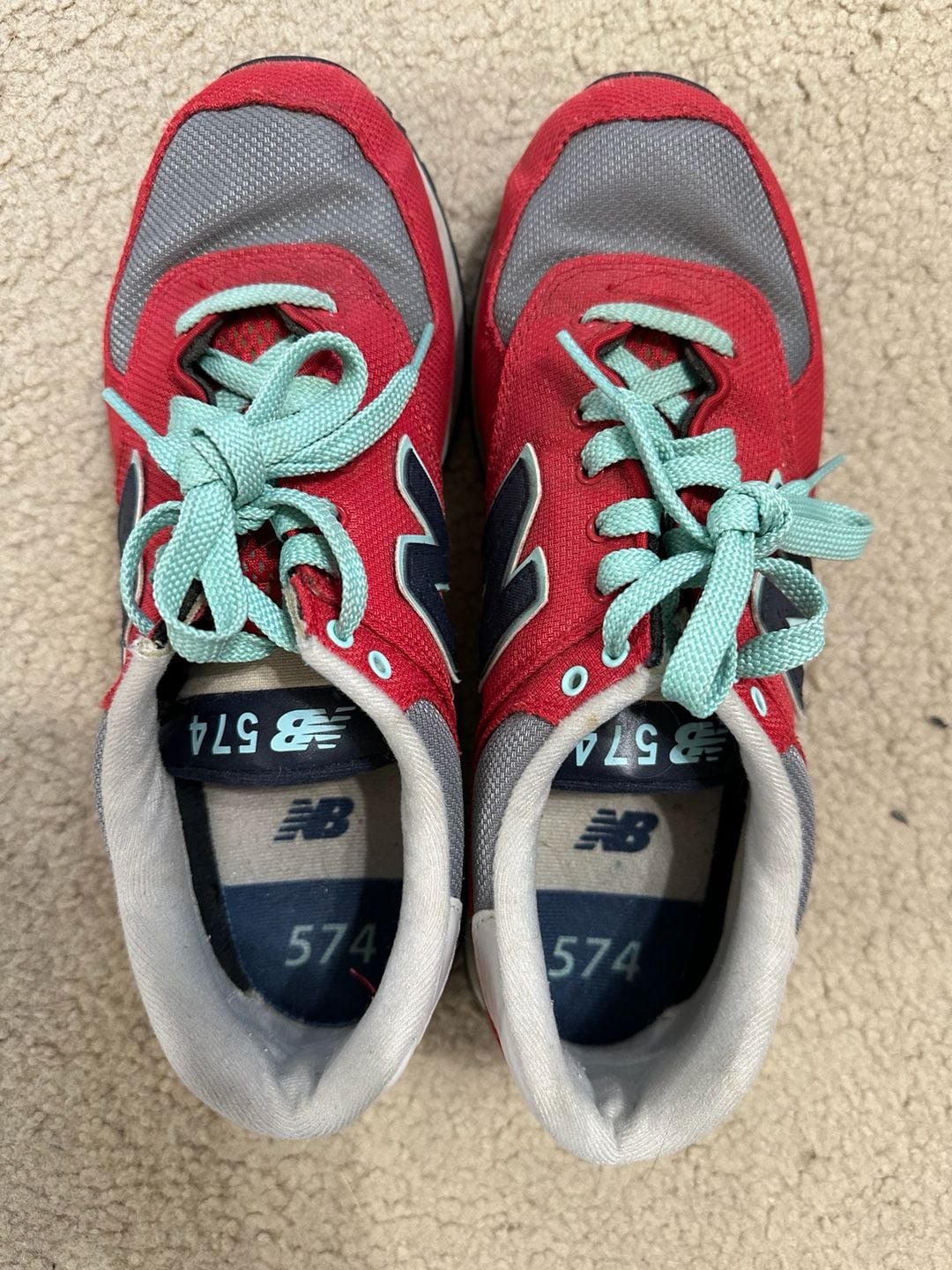 New Balance 574 Size 9 Red Light Blue Sneakers 3