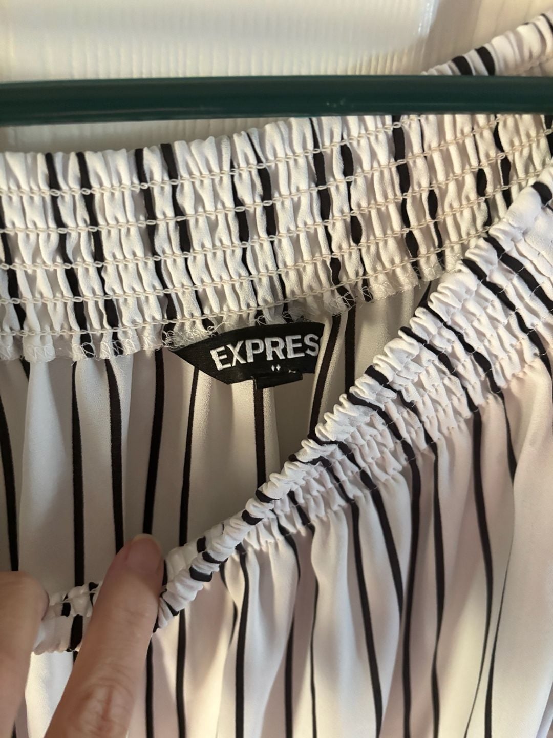 Express Off The Shoulder Blouse White Black Striped 3