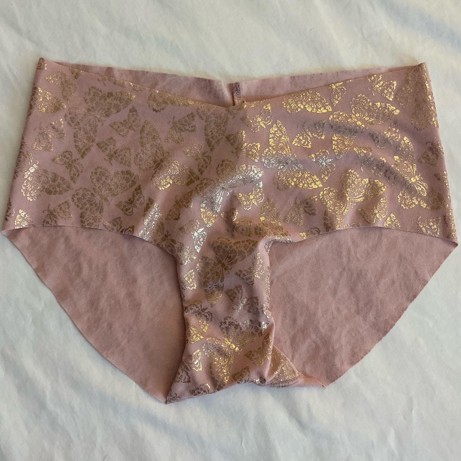 Victoria's Secret Gold Foil Butterfly Hiphugger Panty Size S Pink 1
