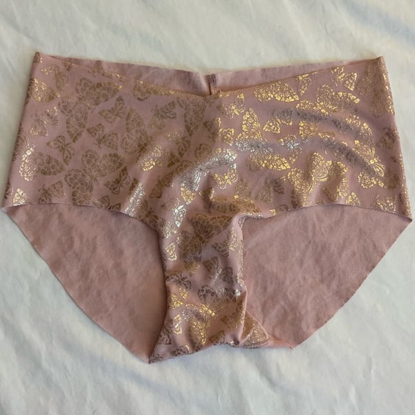Victoria's Secret Gold Foil Butterfly Hiphugger Panty Size S Pink