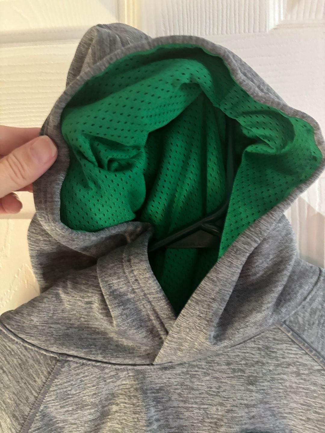 Under Armour Fleece Hoodie Size YLG Gray Green Big Logo Youth Boys 3