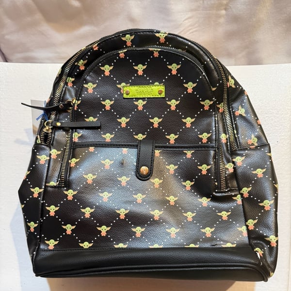 Star Wars Grogu Baby Yoda Backpack Fast Forward Black Faux Leather Mandalorian