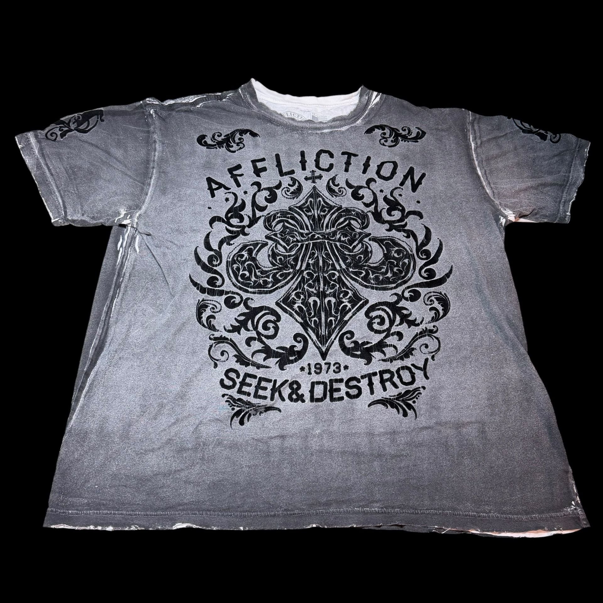 Affliction Seek & Destroy T-Shirt Size 3X-Large Gray Velvet Cross 2