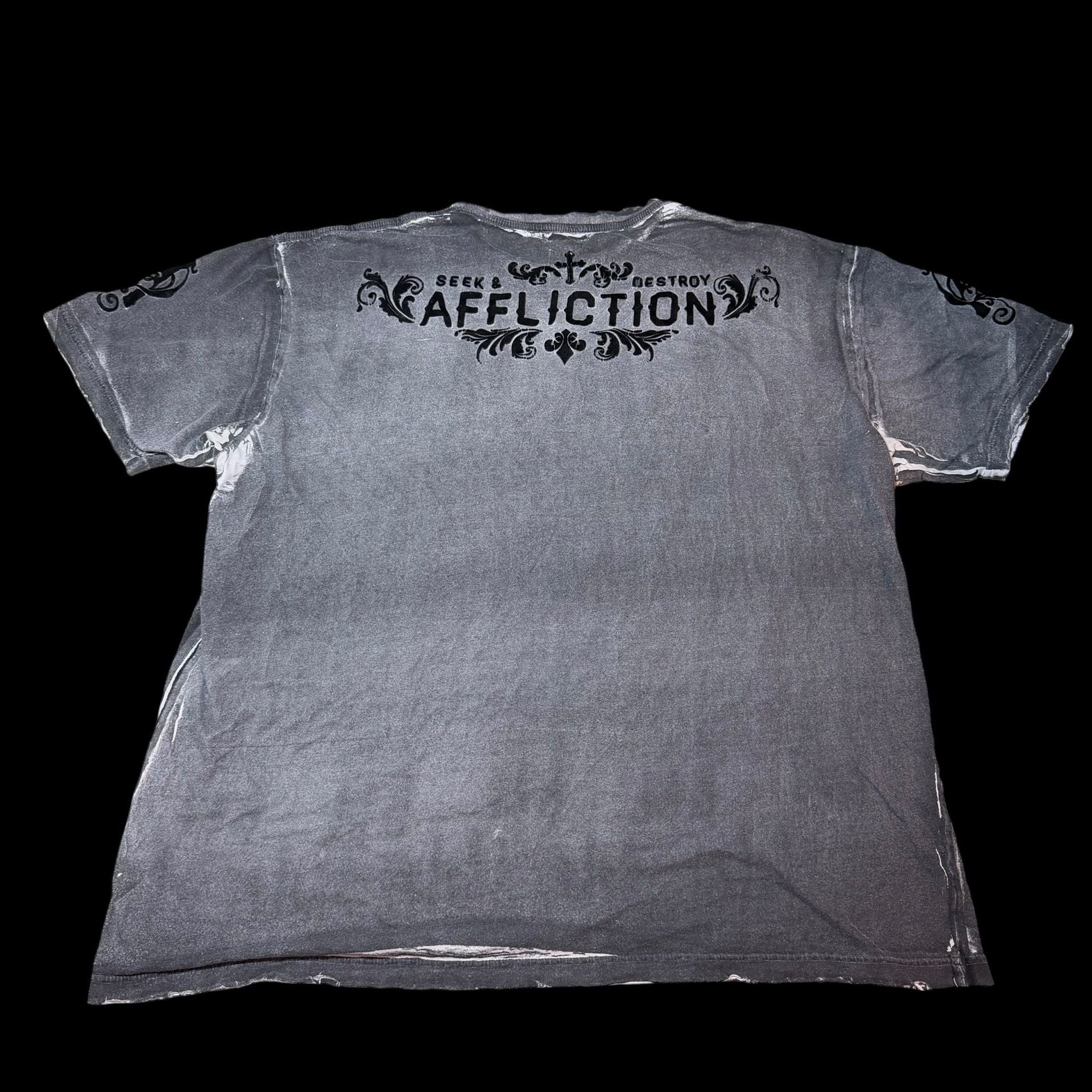 Affliction Seek & Destroy T-Shirt Size 3X-Large Gray Velvet Cross 3
