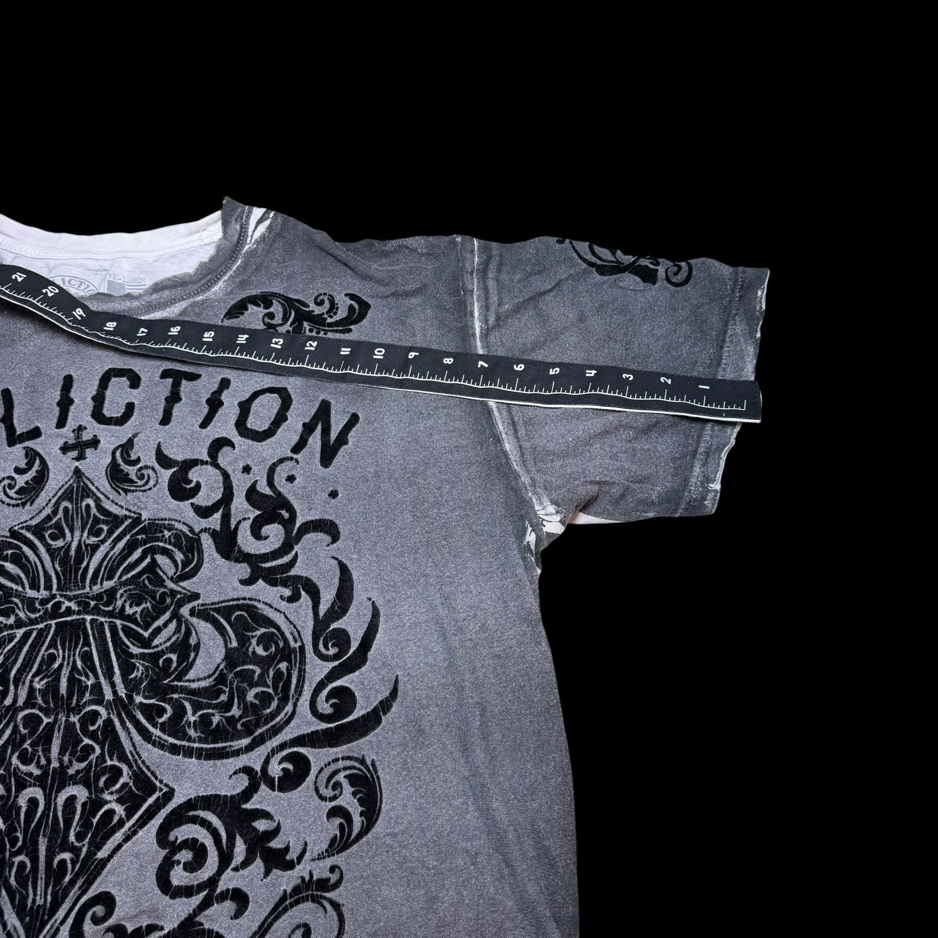 Affliction Seek & Destroy T-Shirt Size 3X-Large Gray Velvet Cross 7