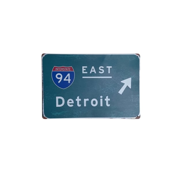 Metal Tin Sign Interstate 94 East Detroit Highway Sign Wall Decor 12X8 inches