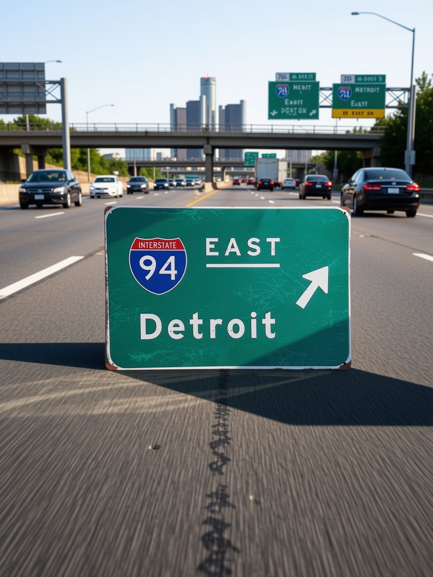 Metal Tin Sign Interstate 94 East Detroit Highway Sign Wall Decor 12X8 inches 2