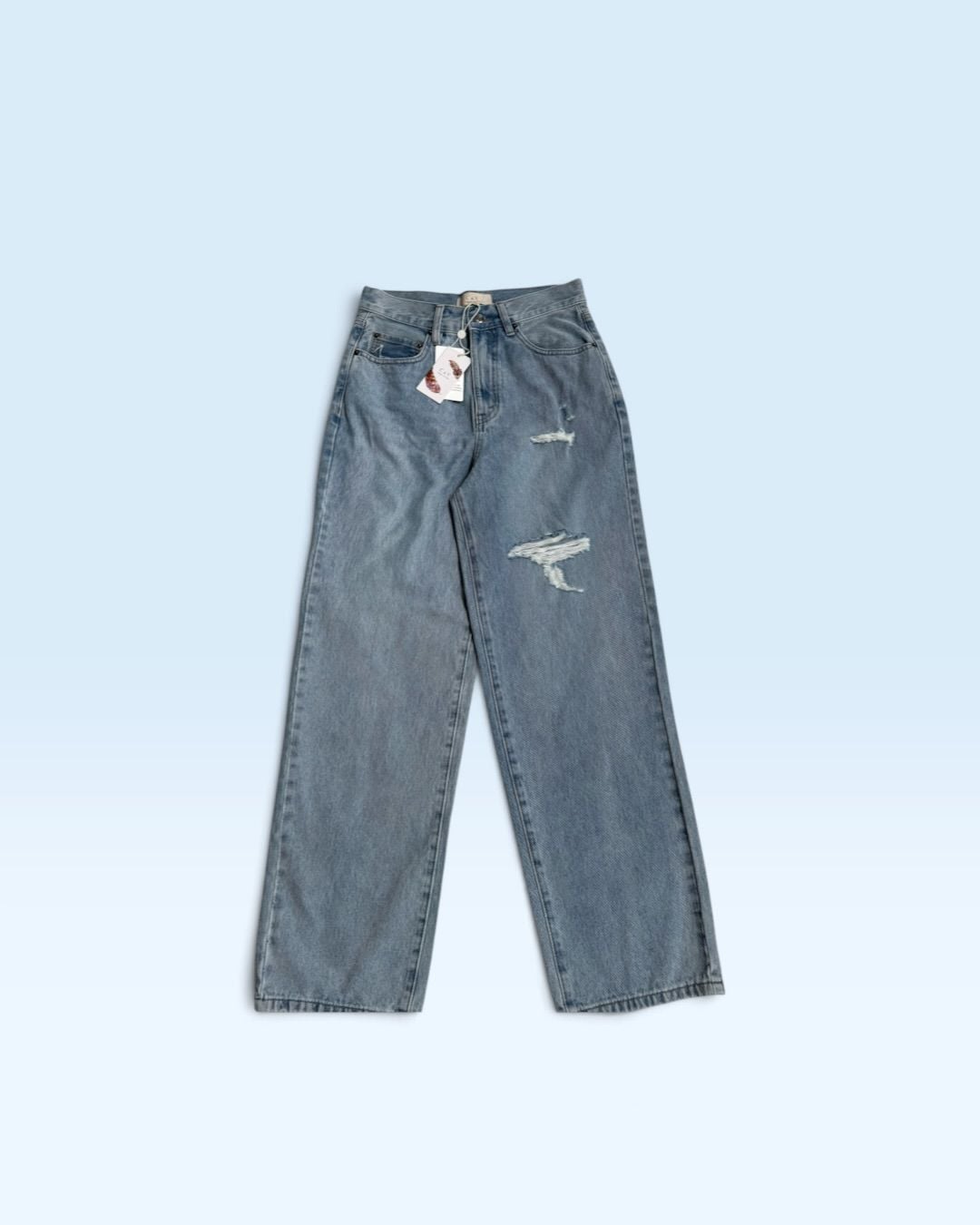 Chelsea & Violet Jeans Size 27 NWT Distressed Crossover Waist Light Wash Denim 5
