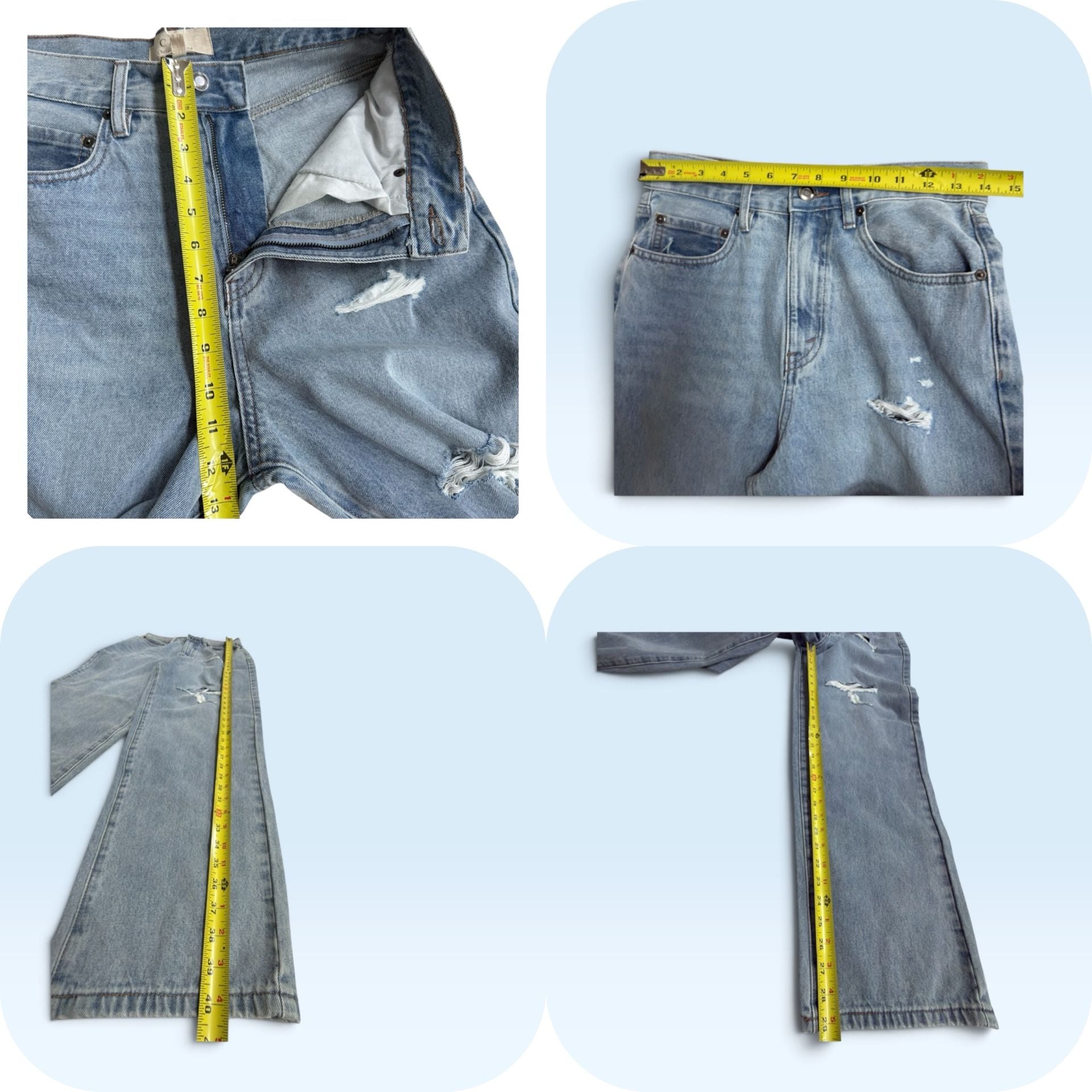 Chelsea & Violet Jeans Size 27 NWT Distressed Crossover Waist Light Wash Denim 6