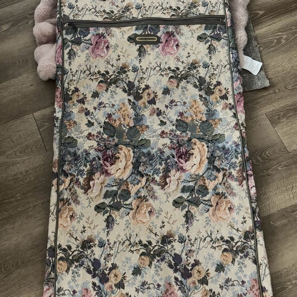 French West Indies Vintage Floral Tapestry Garment Bag