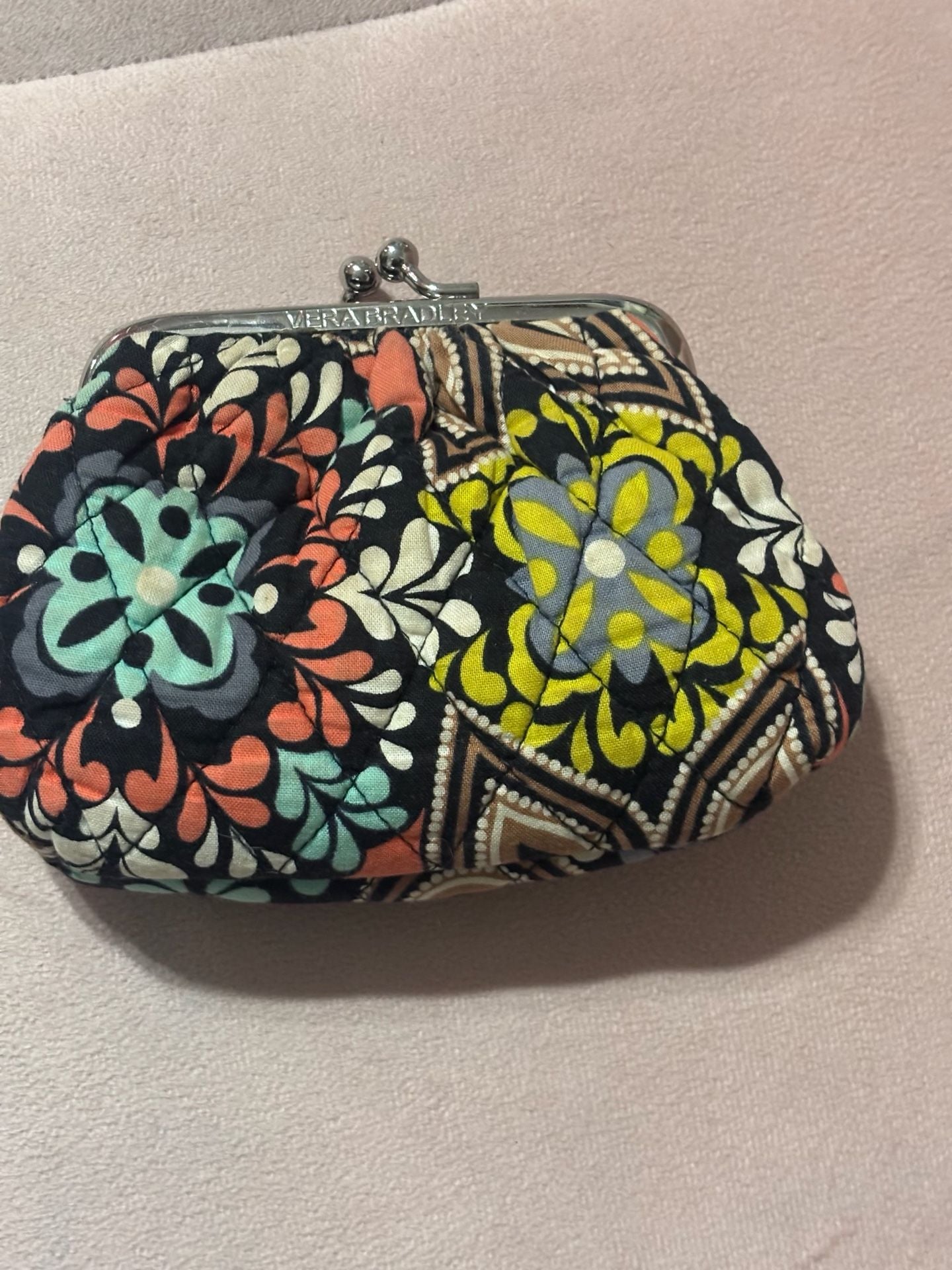 Vera Bradley Kisslock Coin Purse Sierra Quilted Floral Pattern 2
