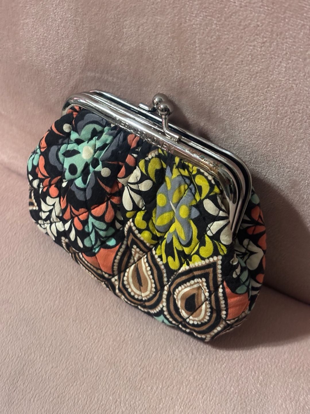 Vera Bradley Kisslock Coin Purse Sierra Quilted Floral Pattern 5