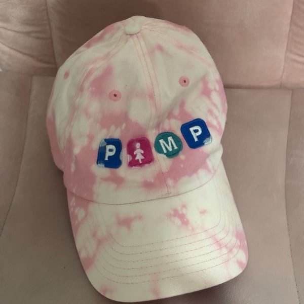 Unbranded Pimp Embroidered Pink White Tie Dye Baseball Cap
