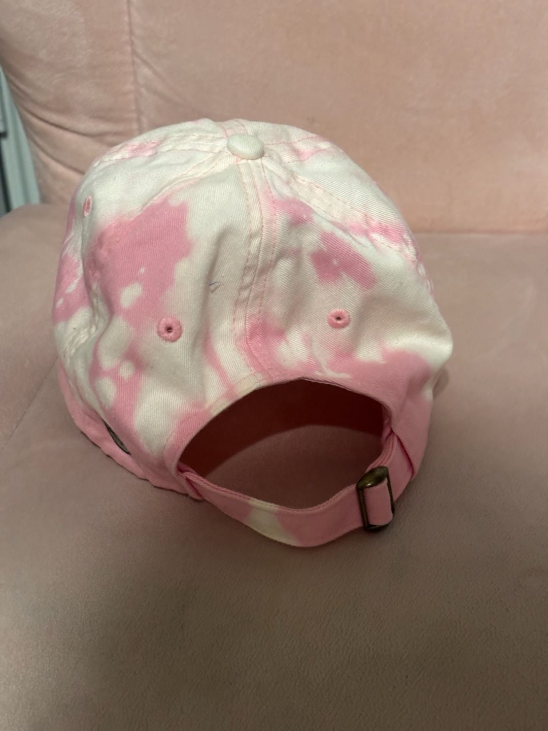 Unbranded Pimp Embroidered Pink White Tie Dye Baseball Cap 3