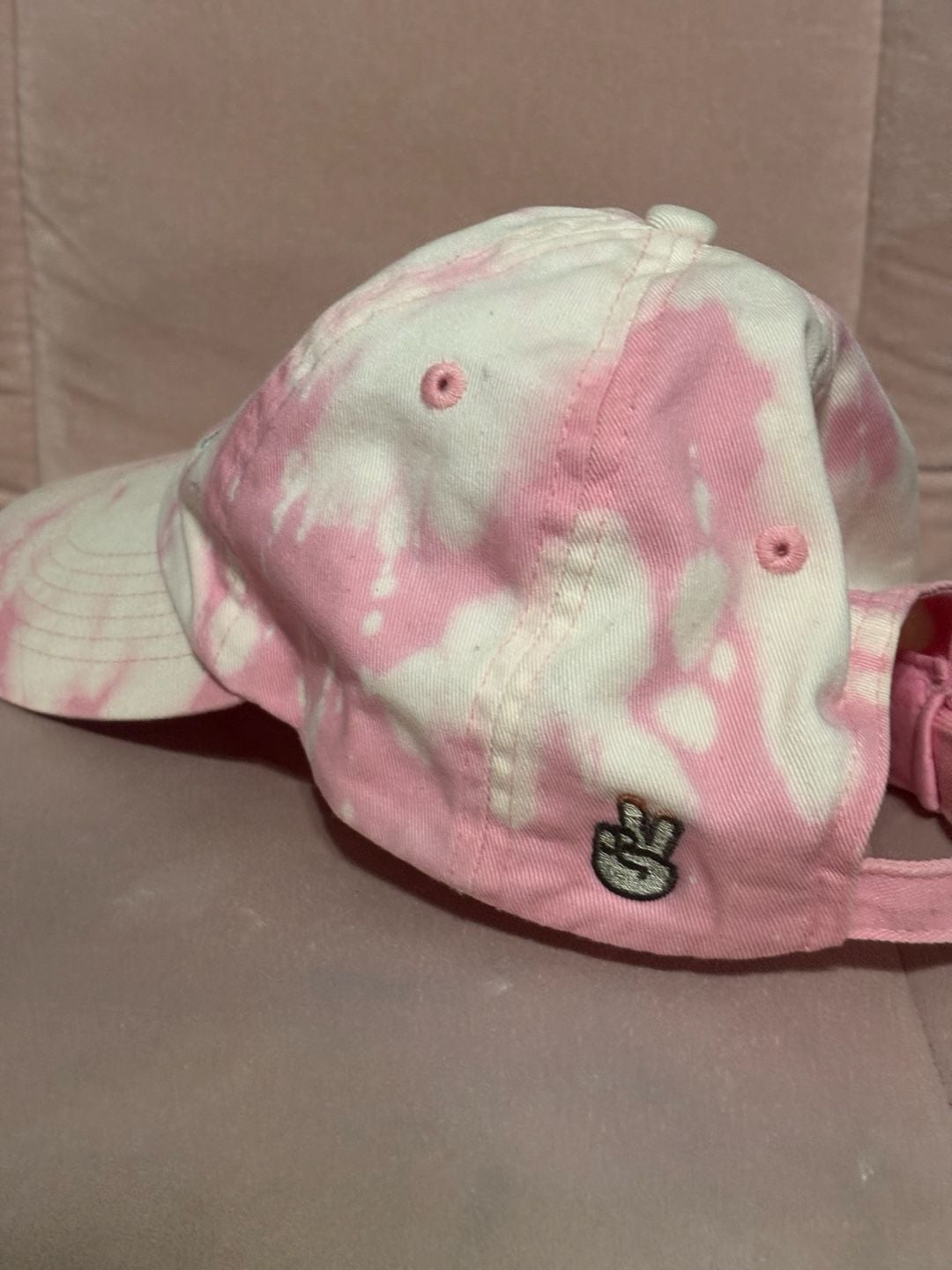 Unbranded Pimp Embroidered Pink White Tie Dye Baseball Cap 4