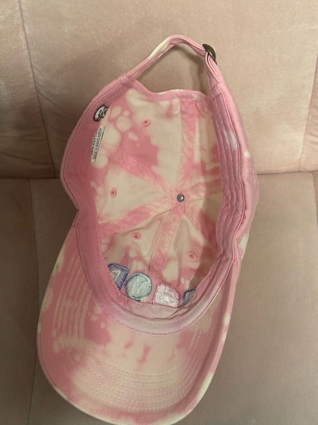 Unbranded Pimp Embroidered Pink White Tie Dye Baseball Cap 5