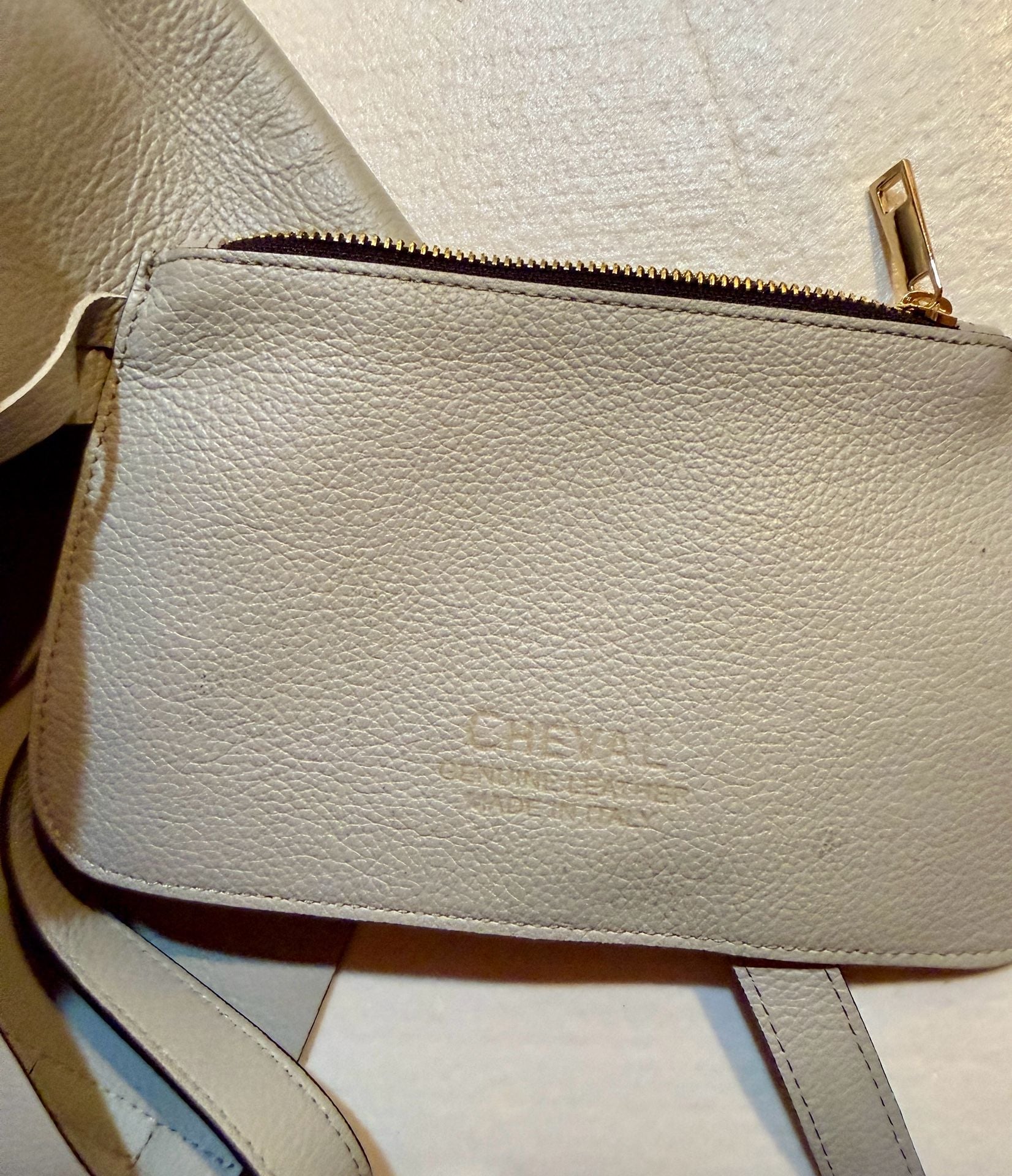 Cheval Firenze Italy Genuine Leather Large Tote Bag Gray NWT + Pouch 7