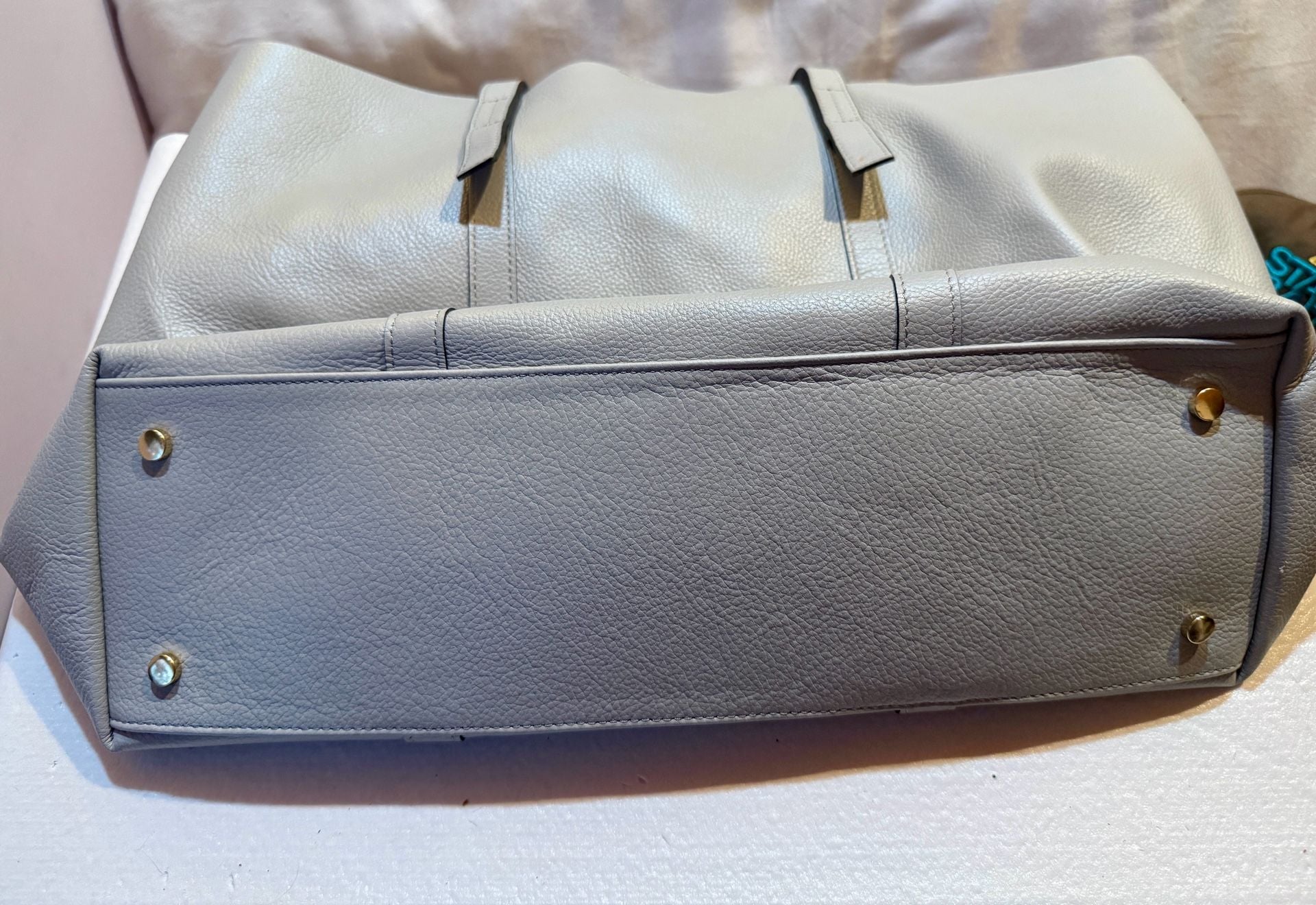 Cheval Firenze Italy Genuine Leather Large Tote Bag Gray NWT + Pouch 9
