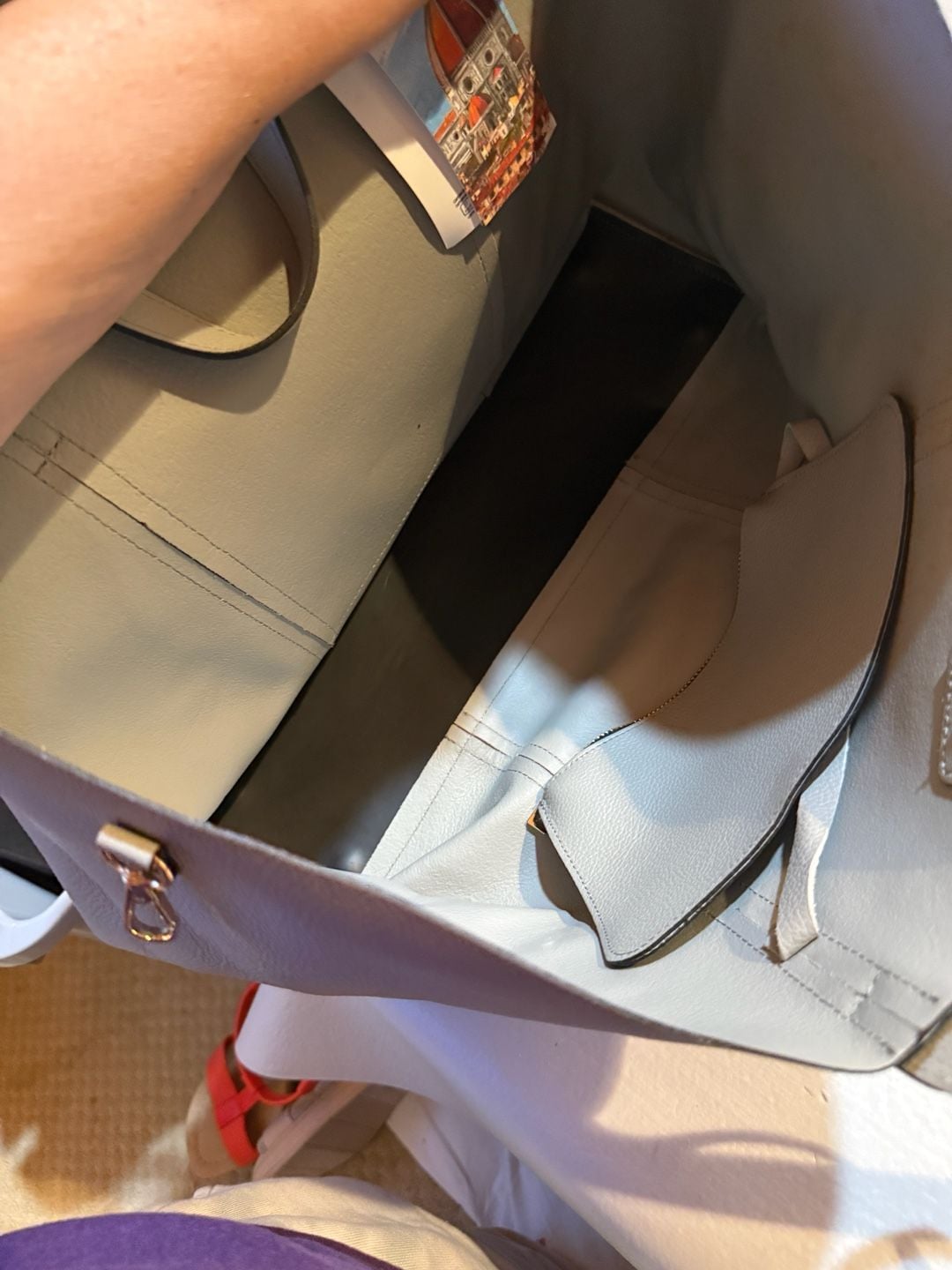 Cheval Firenze Italy Genuine Leather Large Tote Bag Gray NWT + Pouch 10