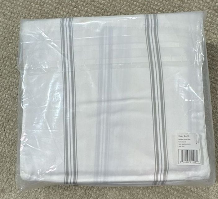Cozy Earth Bamboo Duvet Cover Size King Laurel Stripe 2